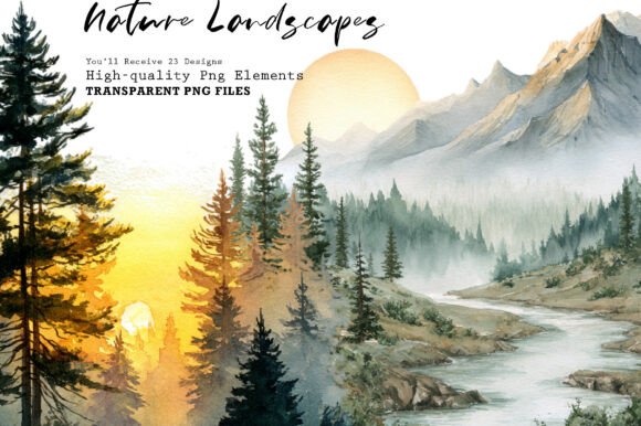 Download Watercolor Nature Landscapes PNG Clipart - Nature Collection