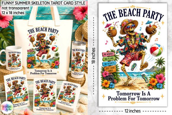 Download Funny Summer Skeleton Tarot Card Design - Premium Resources